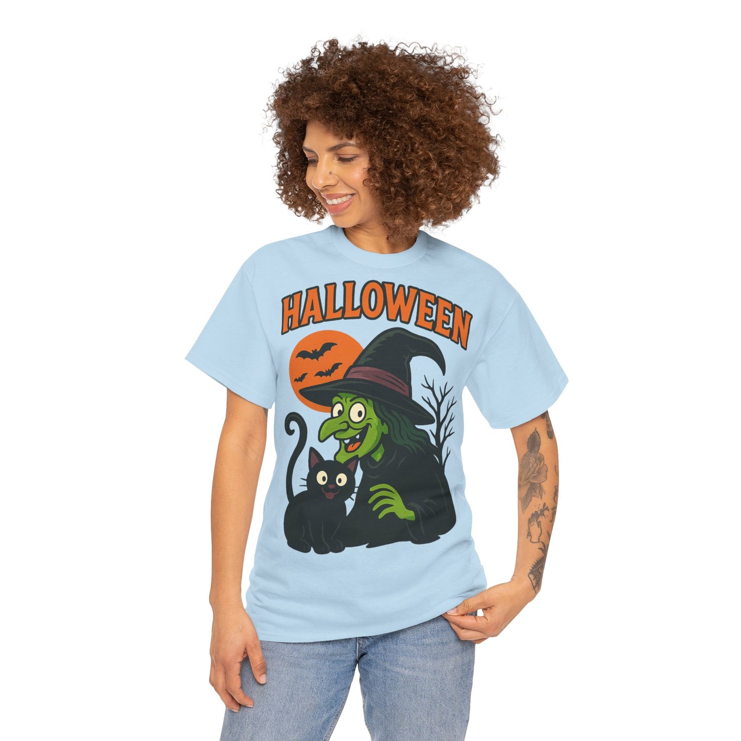 T-Shirt Motiv Halloween Blutmond Katze - MorgenMood