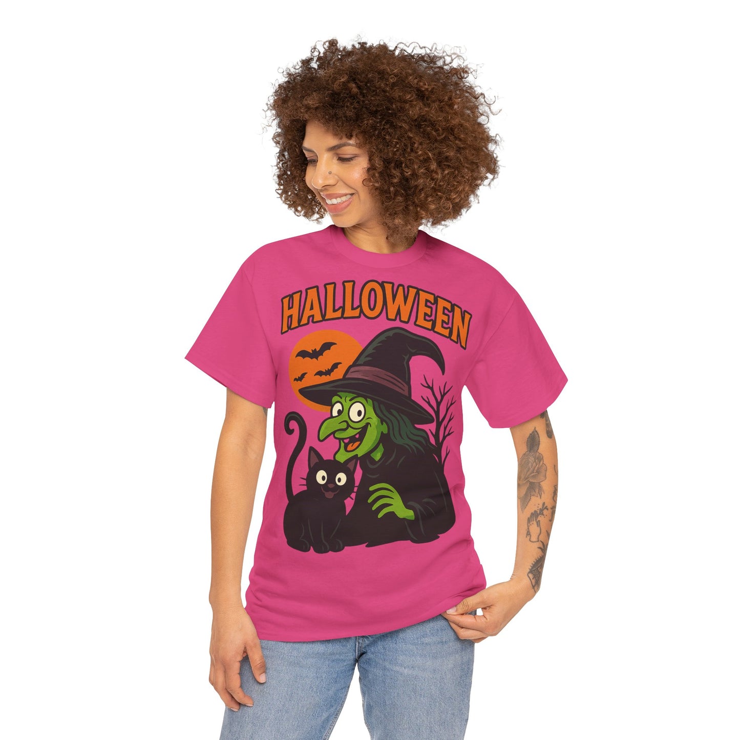T-Shirt Motiv Halloween Blutmond Katze - MorgenMood