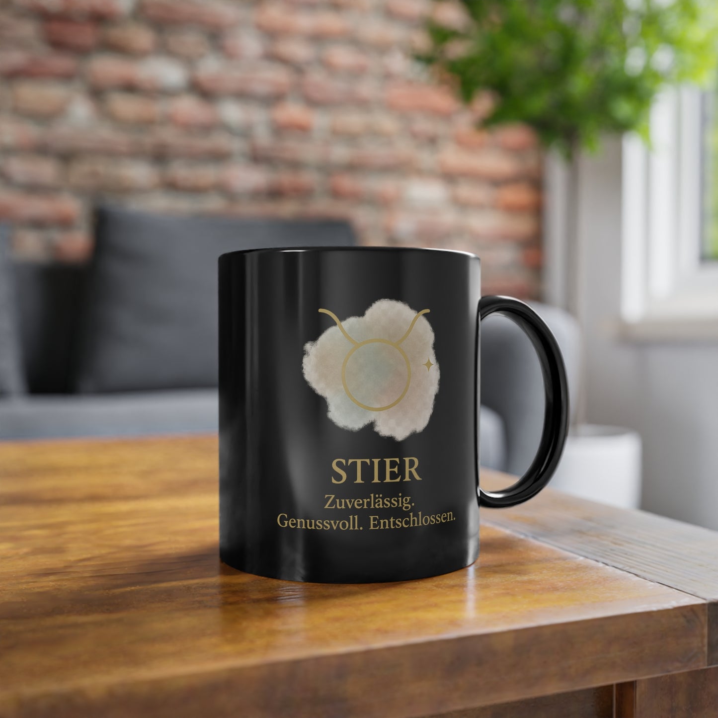 Kaffeetasse Schwarz Sternzeichen Stier - MorgenMood