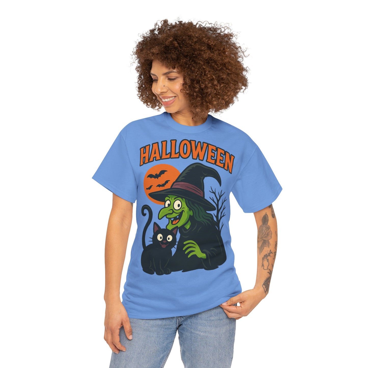 T-Shirt Motiv Halloween Blutmond Katze - MorgenMood