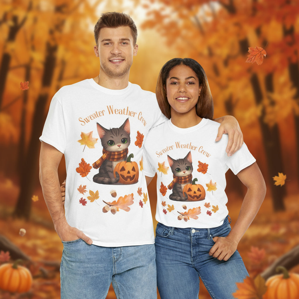 Cozy Fall Cat Shirt – Süßes Herbst T-Shirt für Katzenliebhaberinnen | Morgenmood
