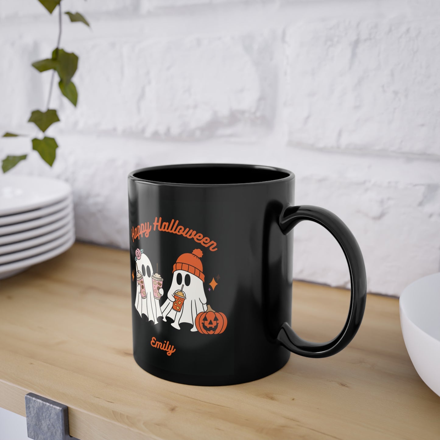 Personalisierte schwarze Tasse für Kinder - Halloween-Geschenk von Eltern - MorgenMood