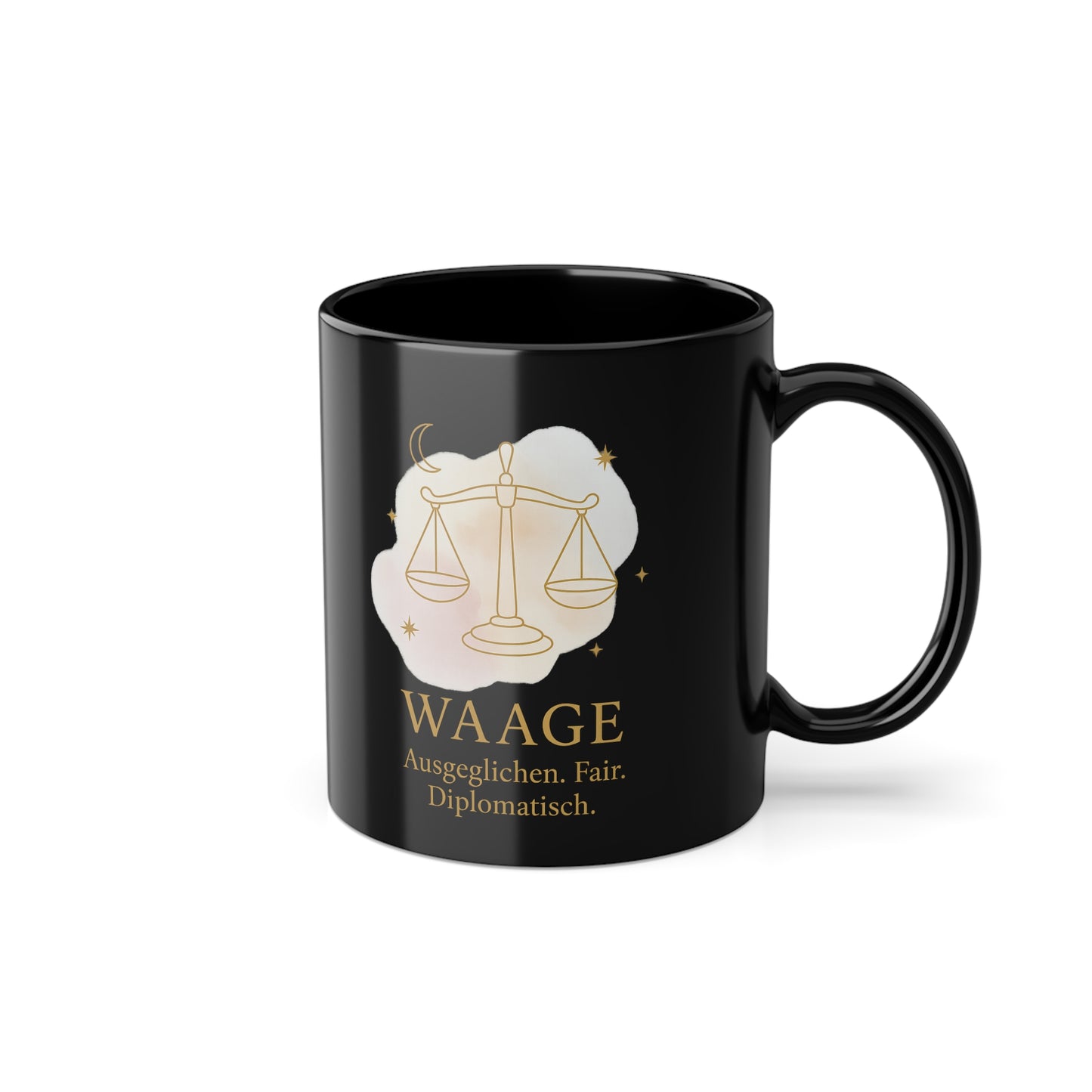 Kaffeetasse Sternzeichen Waage goldfarbenem Schriftzug - MorgenMood