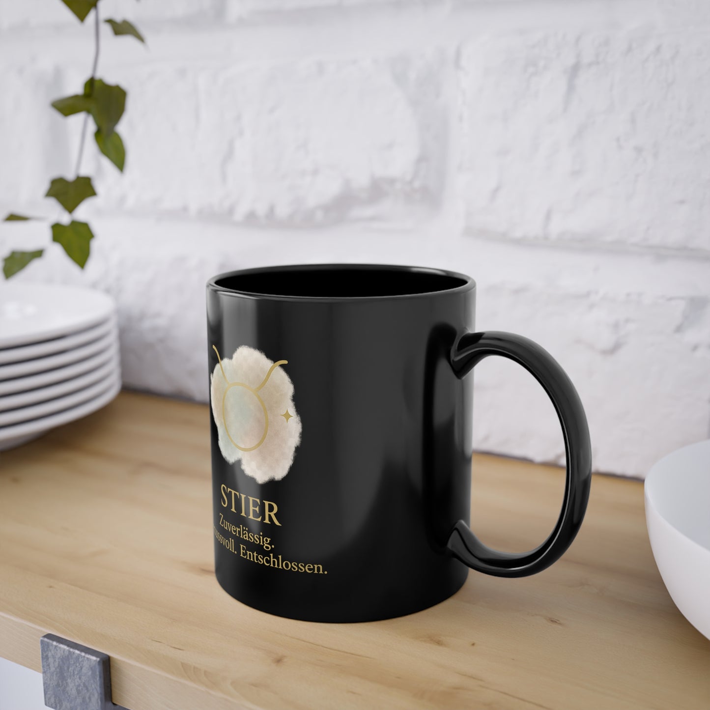 Kaffeetasse Schwarz Sternzeichen Stier - MorgenMood