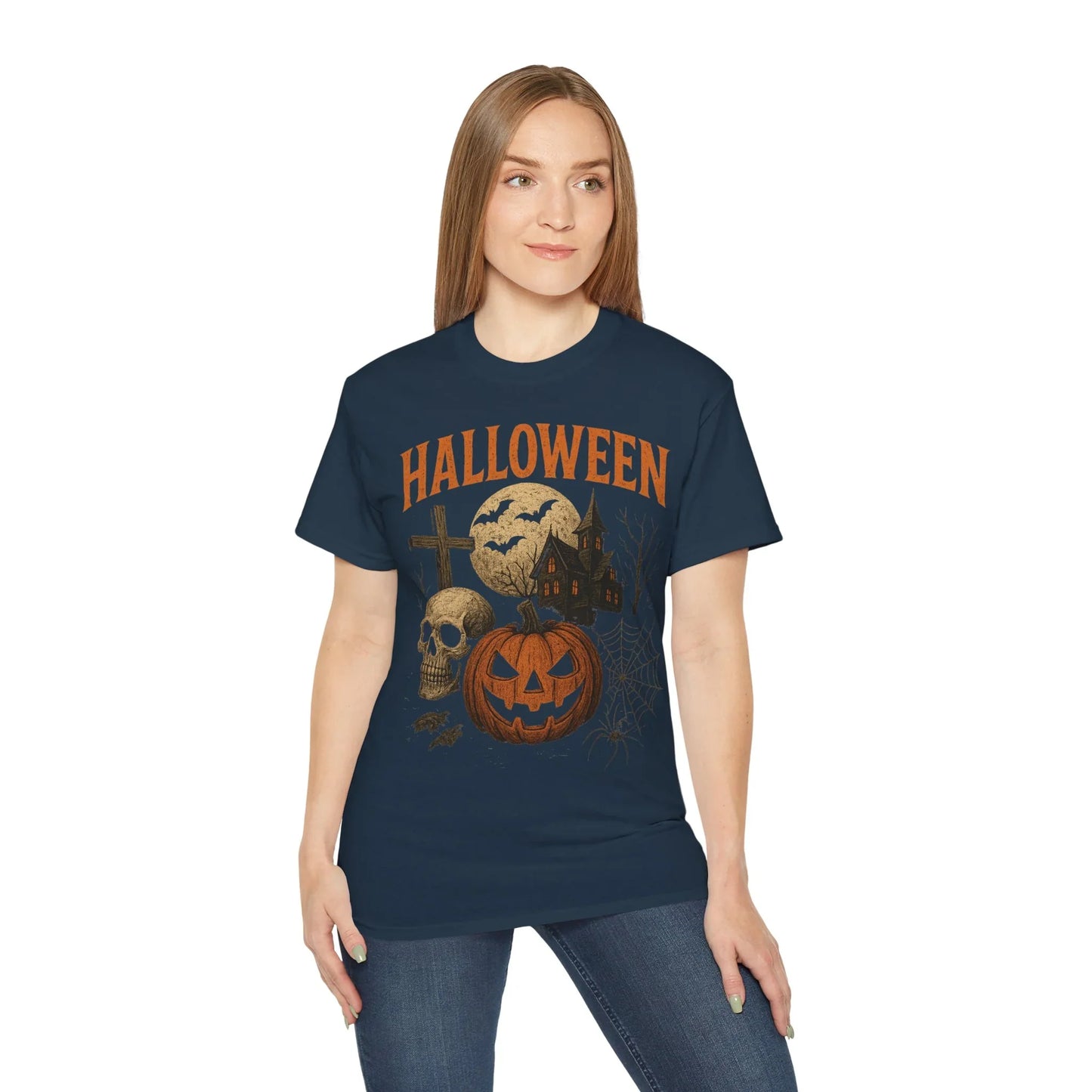 T-Shirt Motiv Halloween Kürbis Totenkopf - MorgenMood
