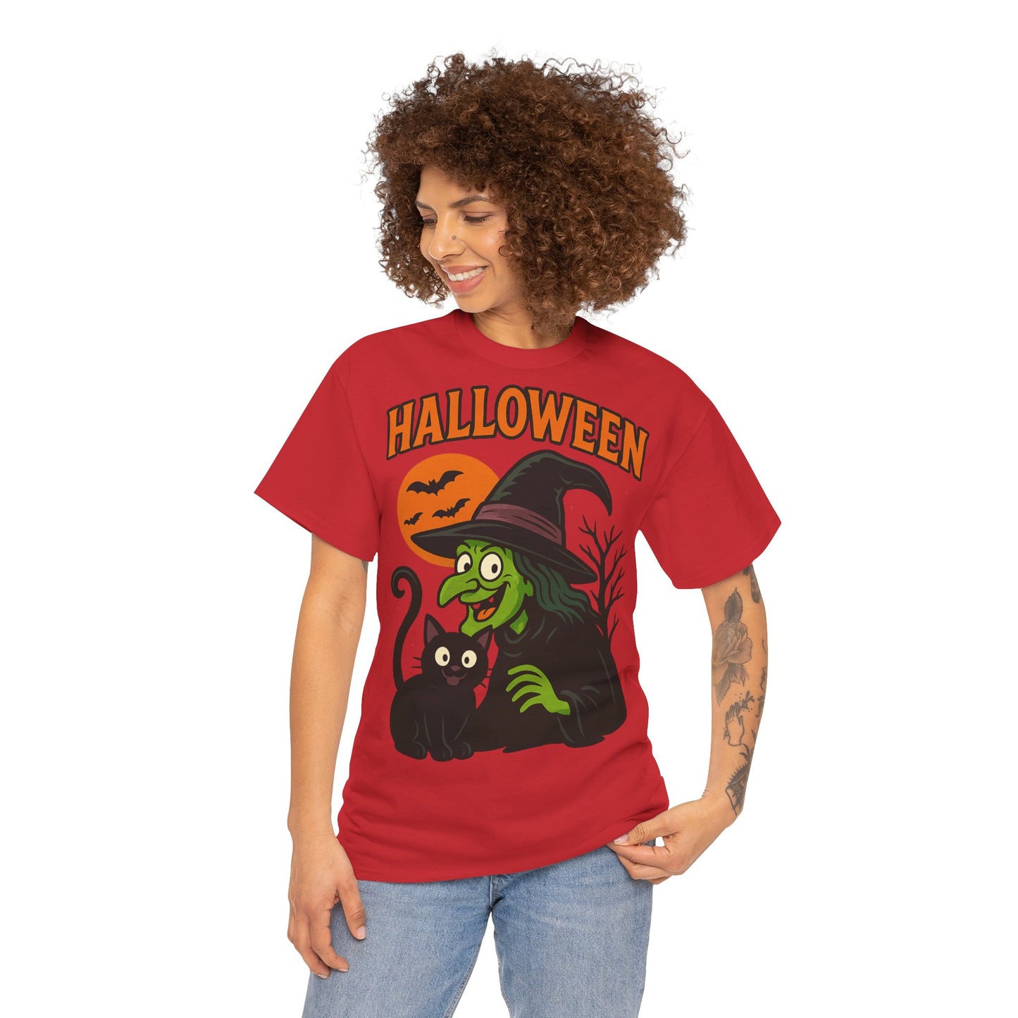 T-Shirt Motiv Halloween Blutmond Katze - MorgenMood