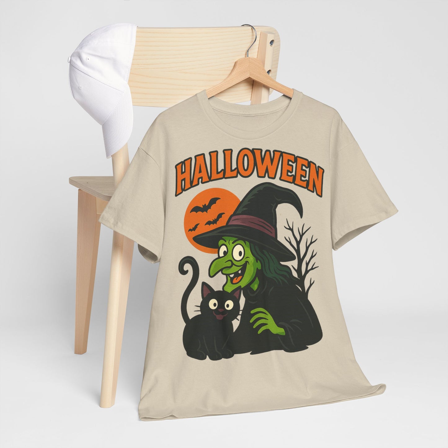 T-Shirt Motiv Halloween Blutmond Katze - MorgenMood