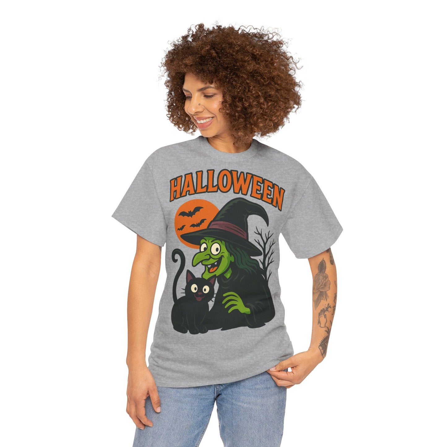 T-Shirt Motiv Halloween Blutmond Katze - MorgenMood