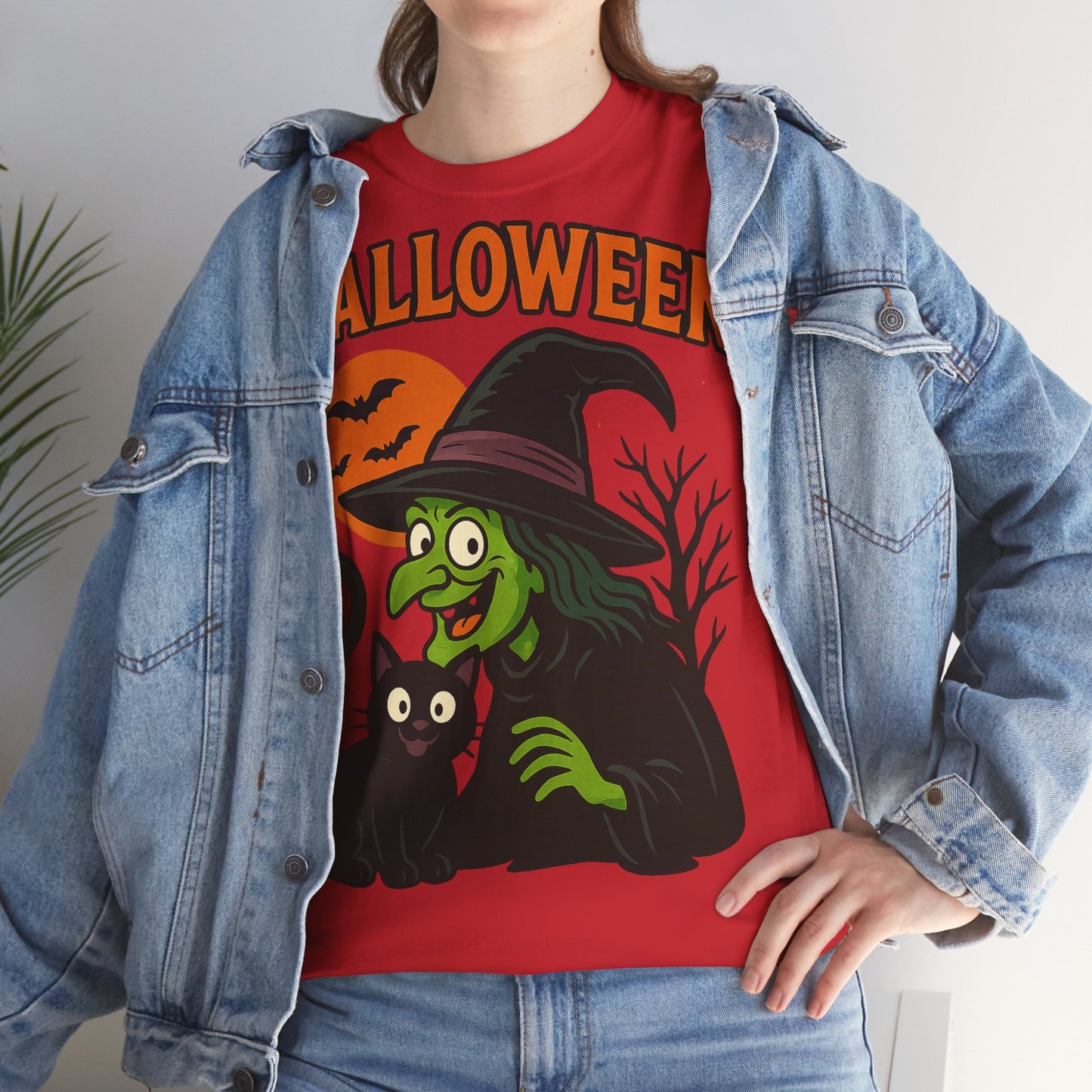 T-Shirt Motiv Halloween Blutmond Katze - MorgenMood