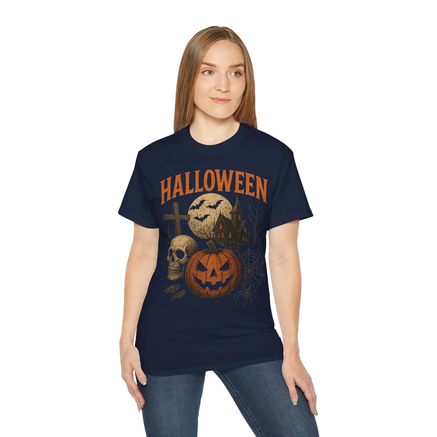 T-Shirt Motiv Halloween Kürbis Totenkopf - MorgenMood