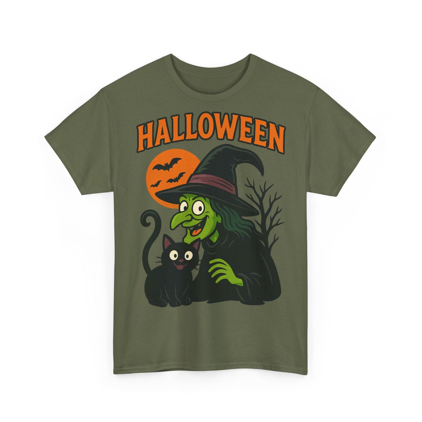 T-Shirt Motiv Halloween Blutmond Katze - MorgenMood