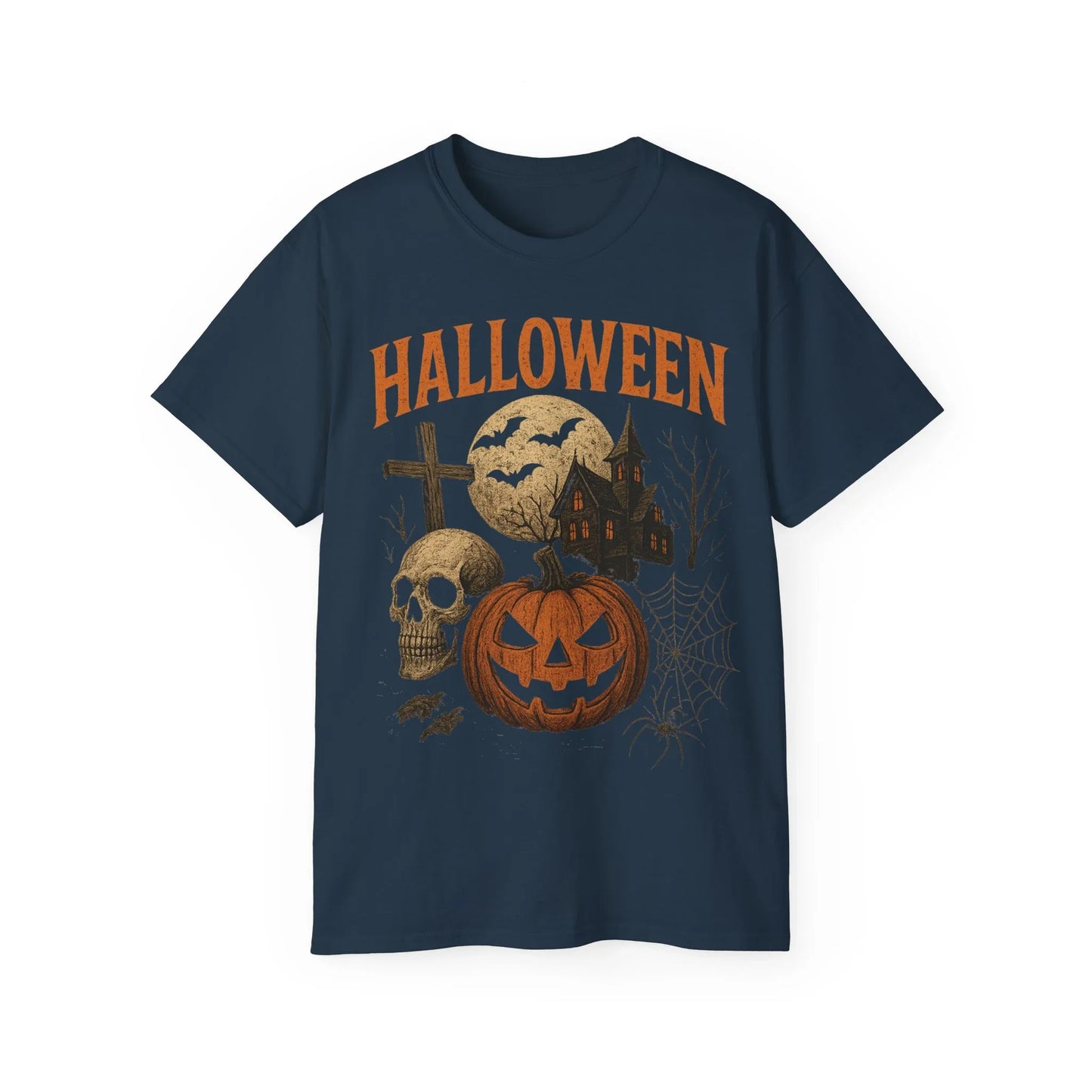 T-Shirt Motiv Halloween Kürbis Totenkopf - MorgenMood