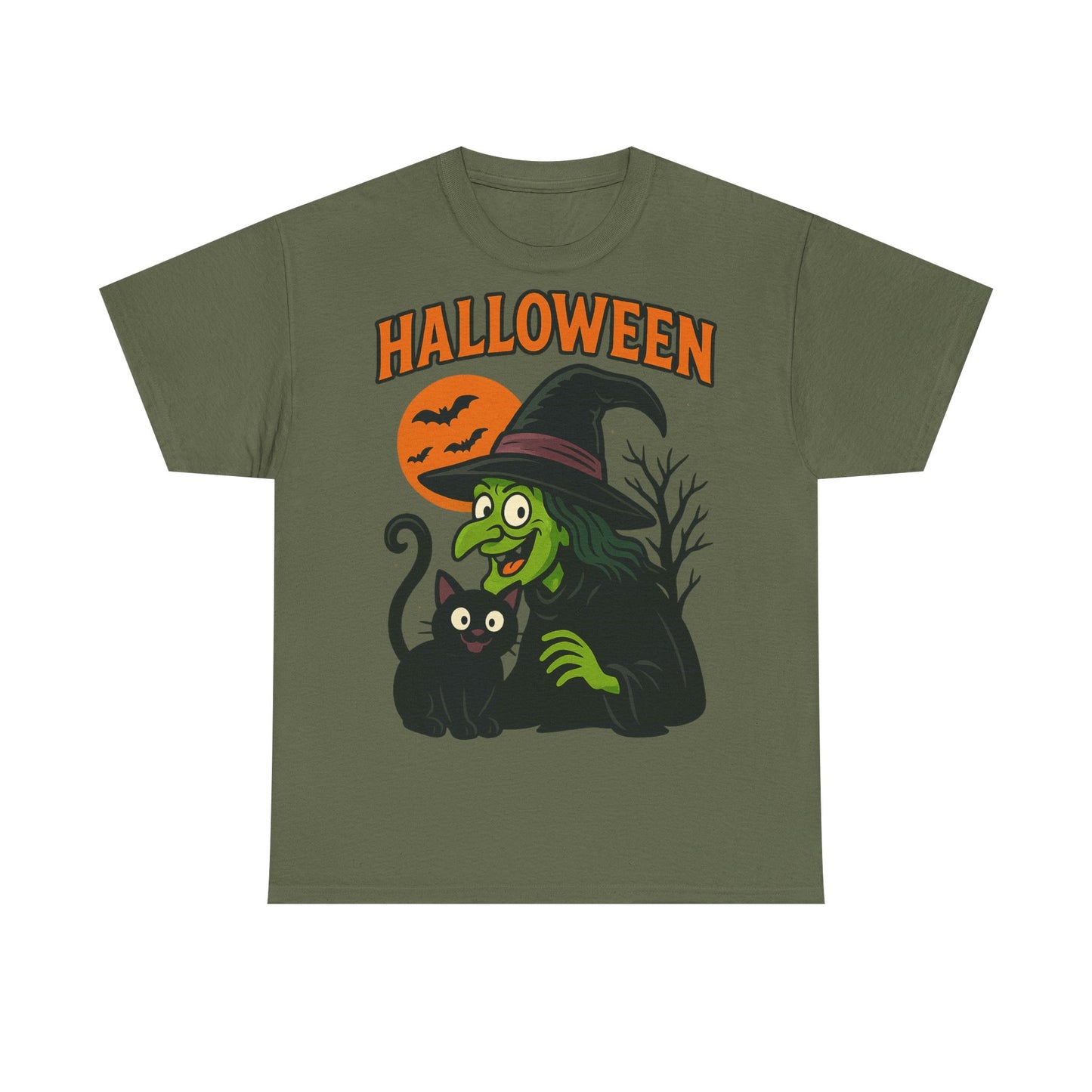 T-Shirt Motiv Halloween Blutmond Katze - MorgenMood