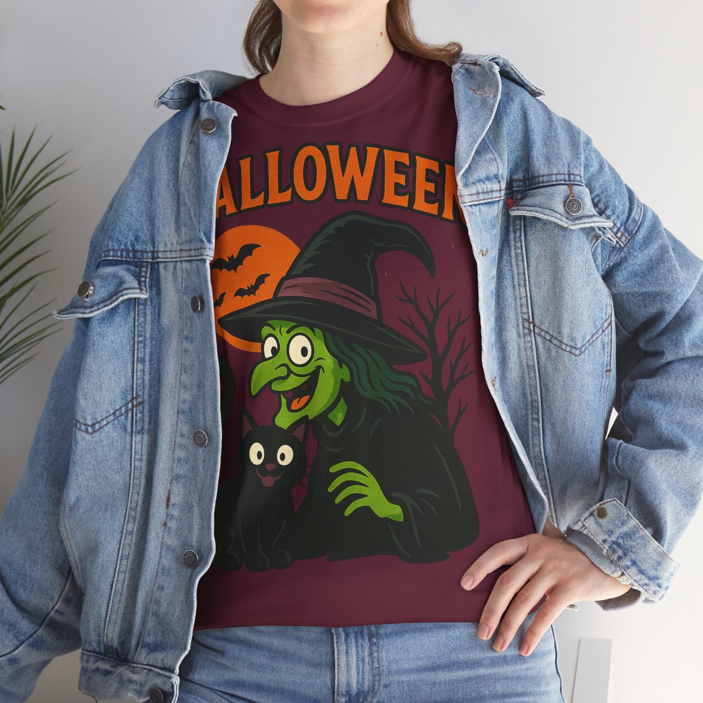 T-Shirt Motiv Halloween Blutmond Katze - MorgenMood