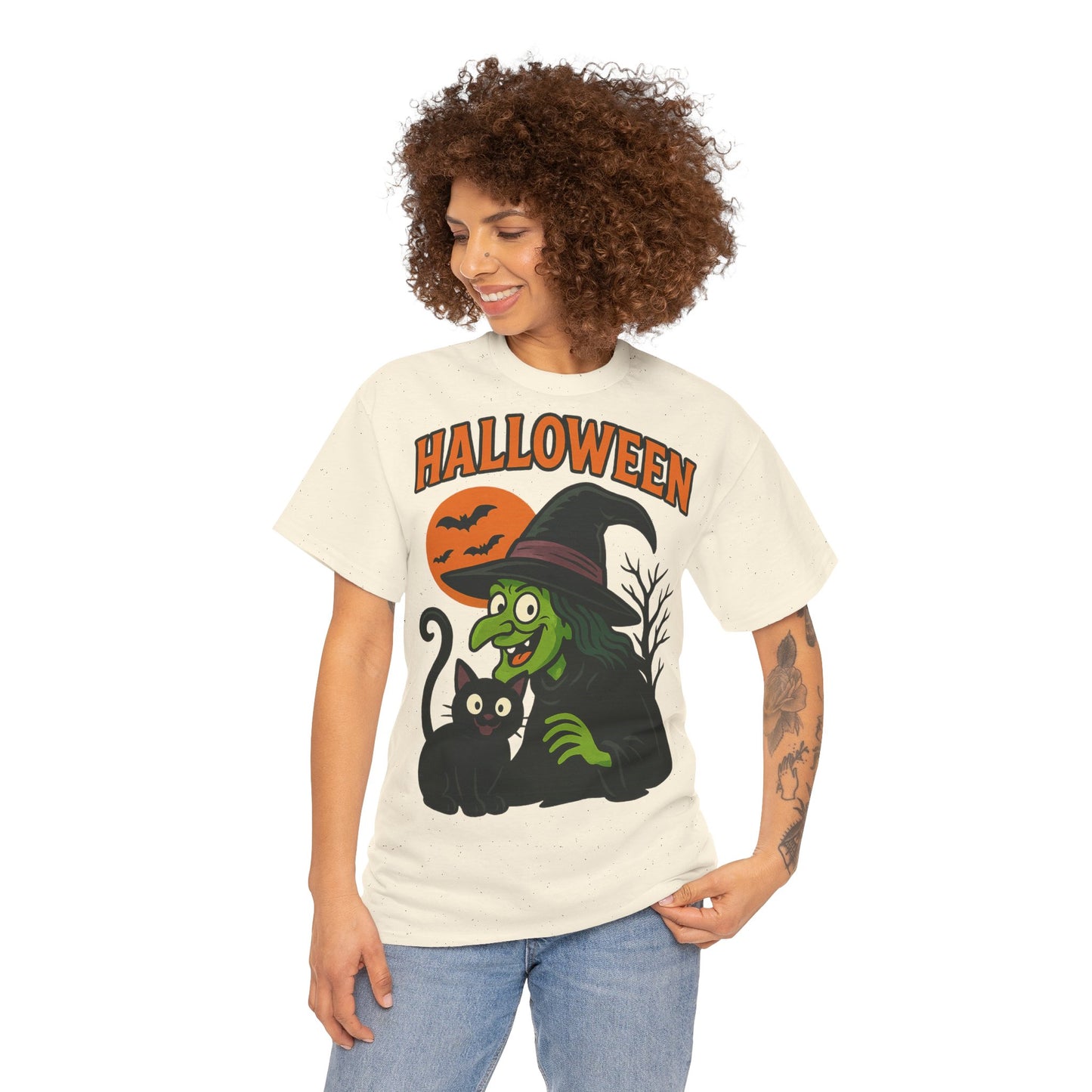 T-Shirt Motiv Halloween Blutmond Katze - MorgenMood