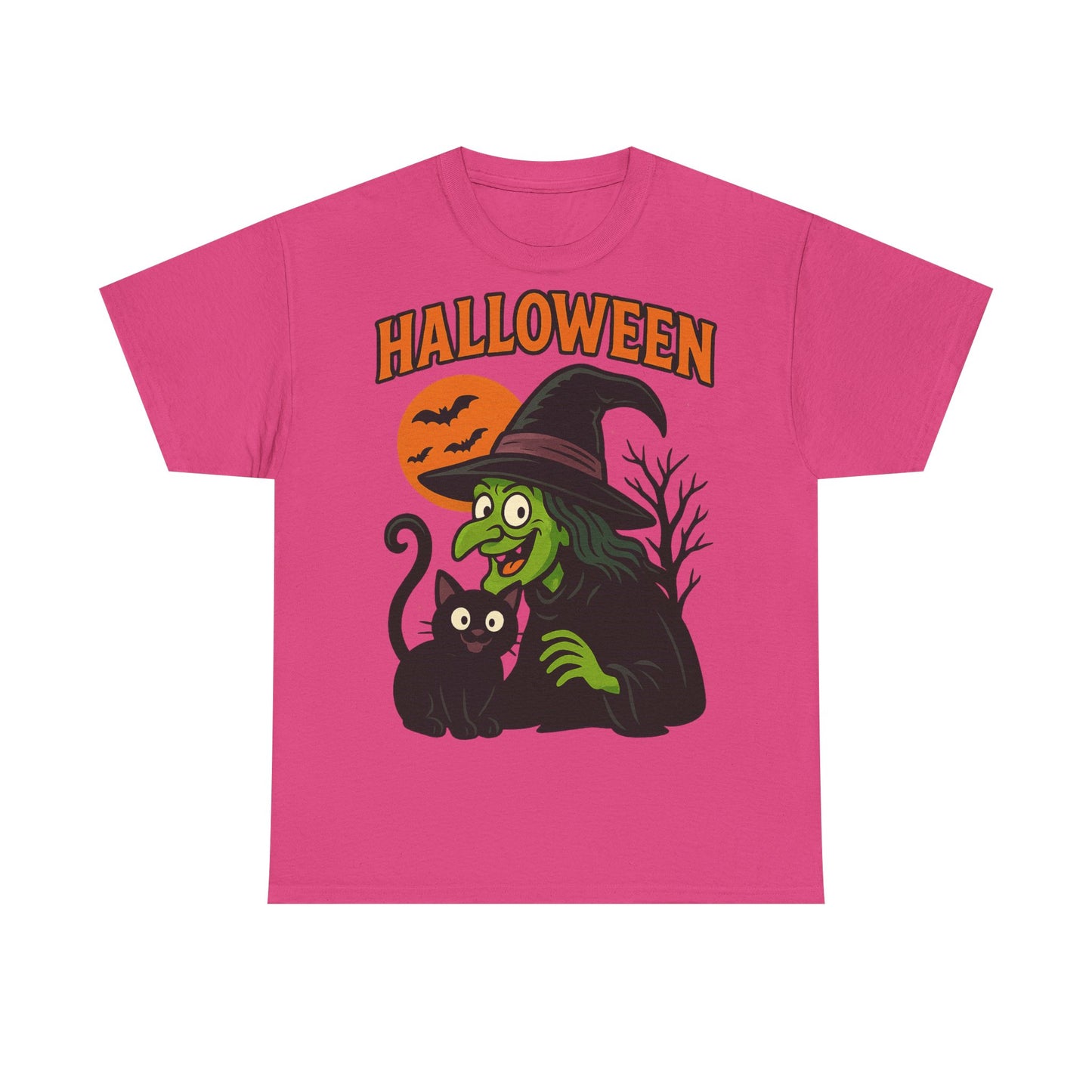 T-Shirt Motiv Halloween Blutmond Katze - MorgenMood
