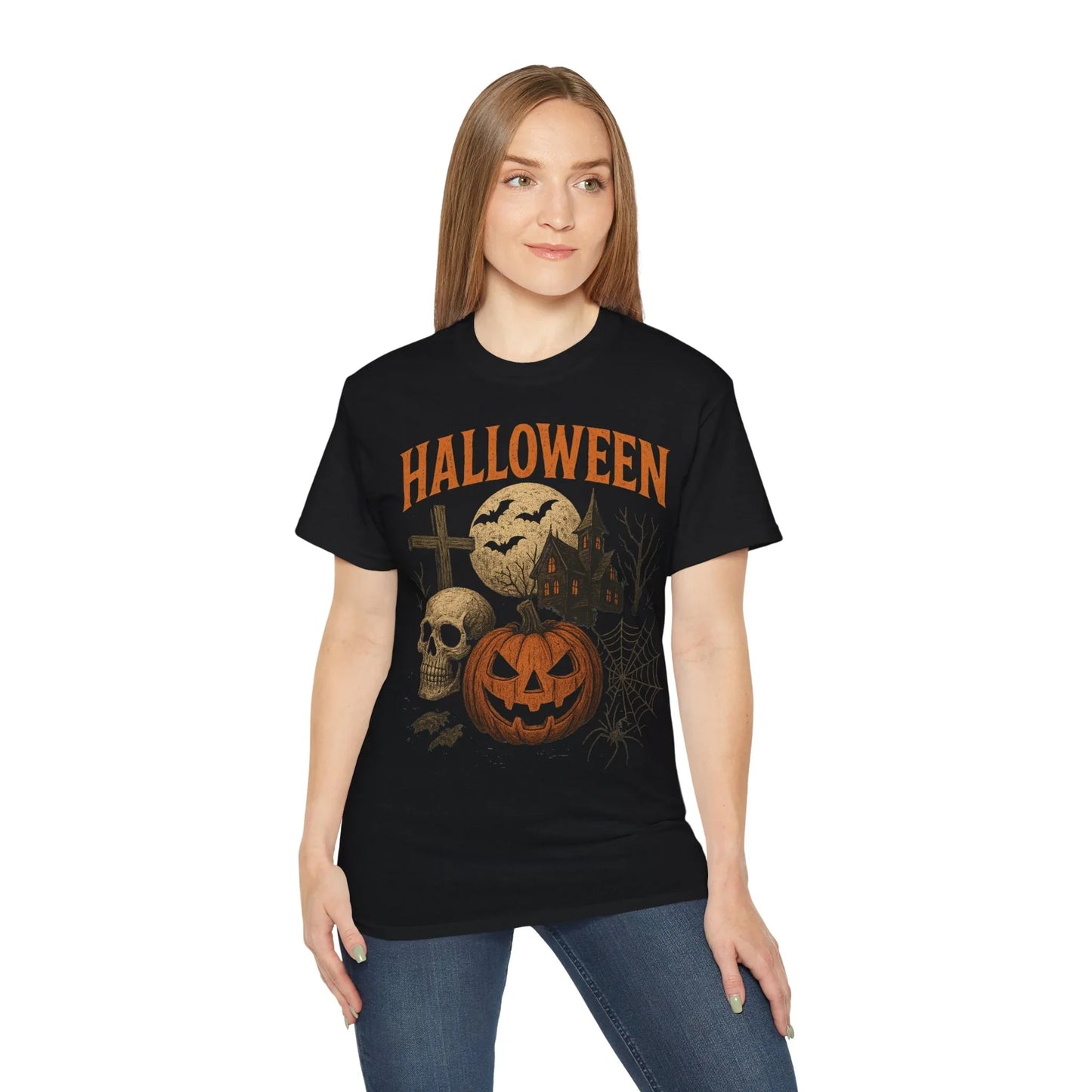 T-Shirt Motiv Halloween Kürbis Totenkopf - MorgenMood