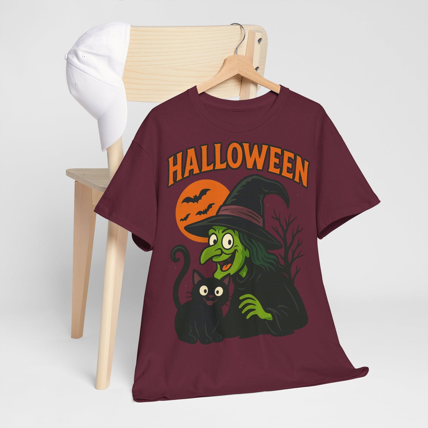 T-Shirt Motiv Halloween Blutmond Katze - MorgenMood