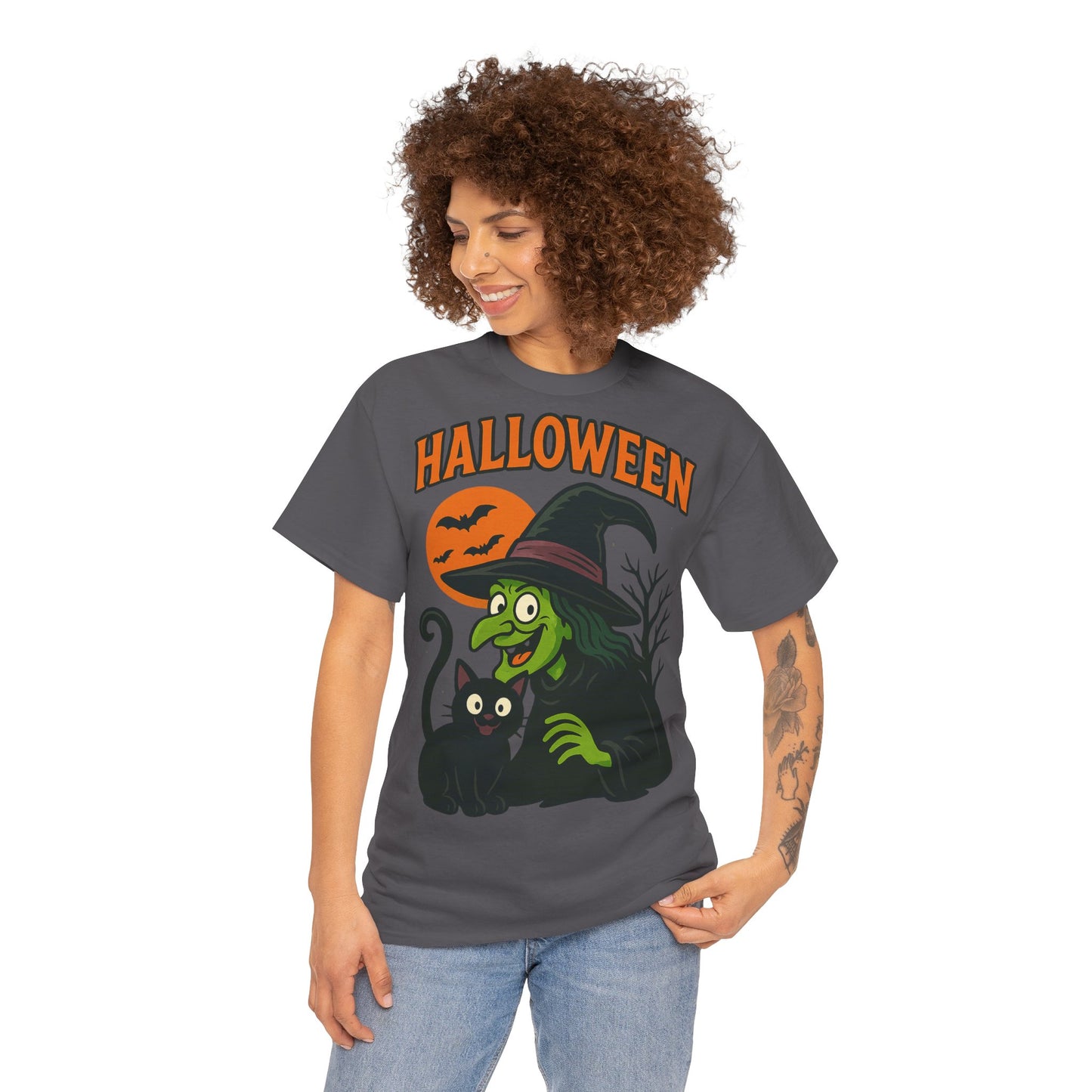 T-Shirt Motiv Halloween Blutmond Katze - MorgenMood