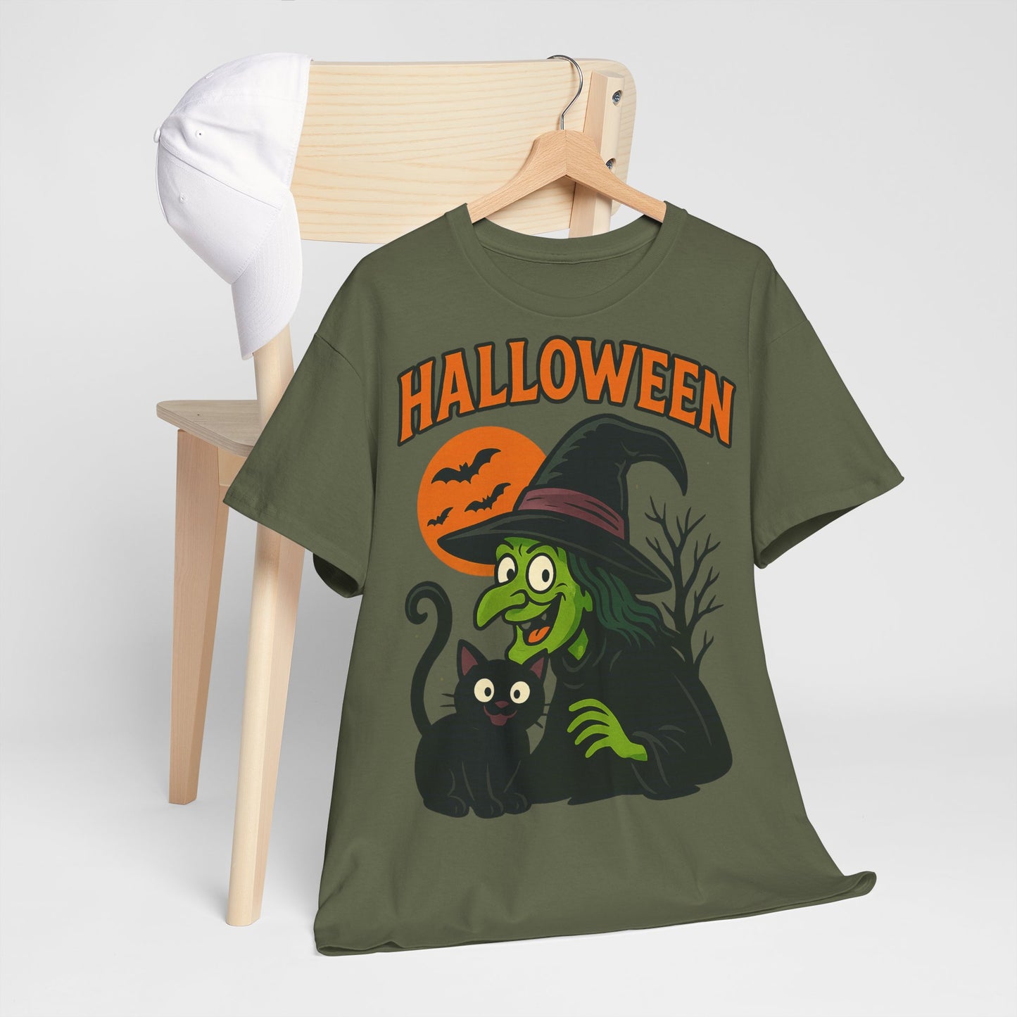 T-Shirt Motiv Halloween Blutmond Katze - MorgenMood
