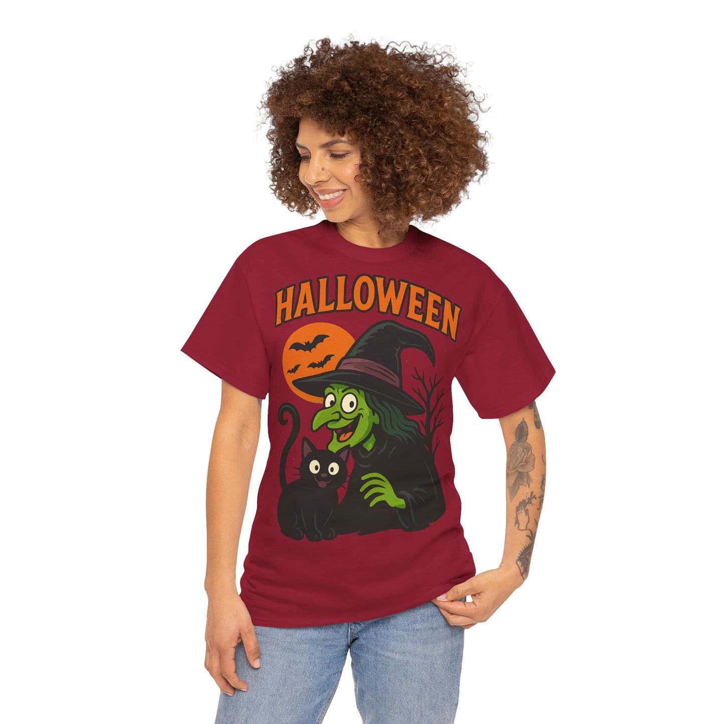 T-Shirt Motiv Halloween Blutmond Katze - MorgenMood