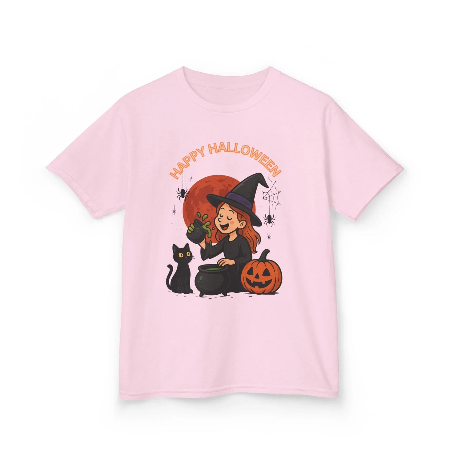 Kinder T-Shirt Motiv Halloween Hexe Katze Kürbis - MorgenMood