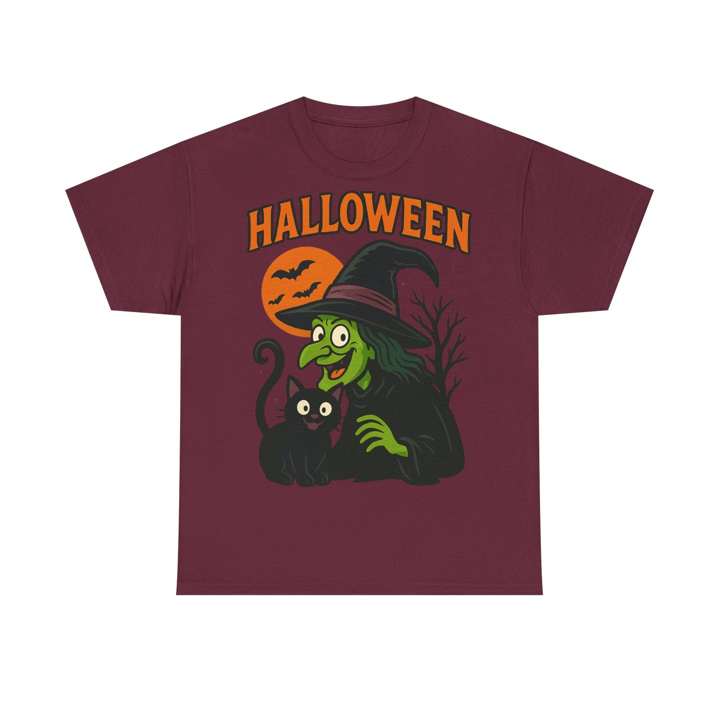 T-Shirt Motiv Halloween Blutmond Katze - MorgenMood