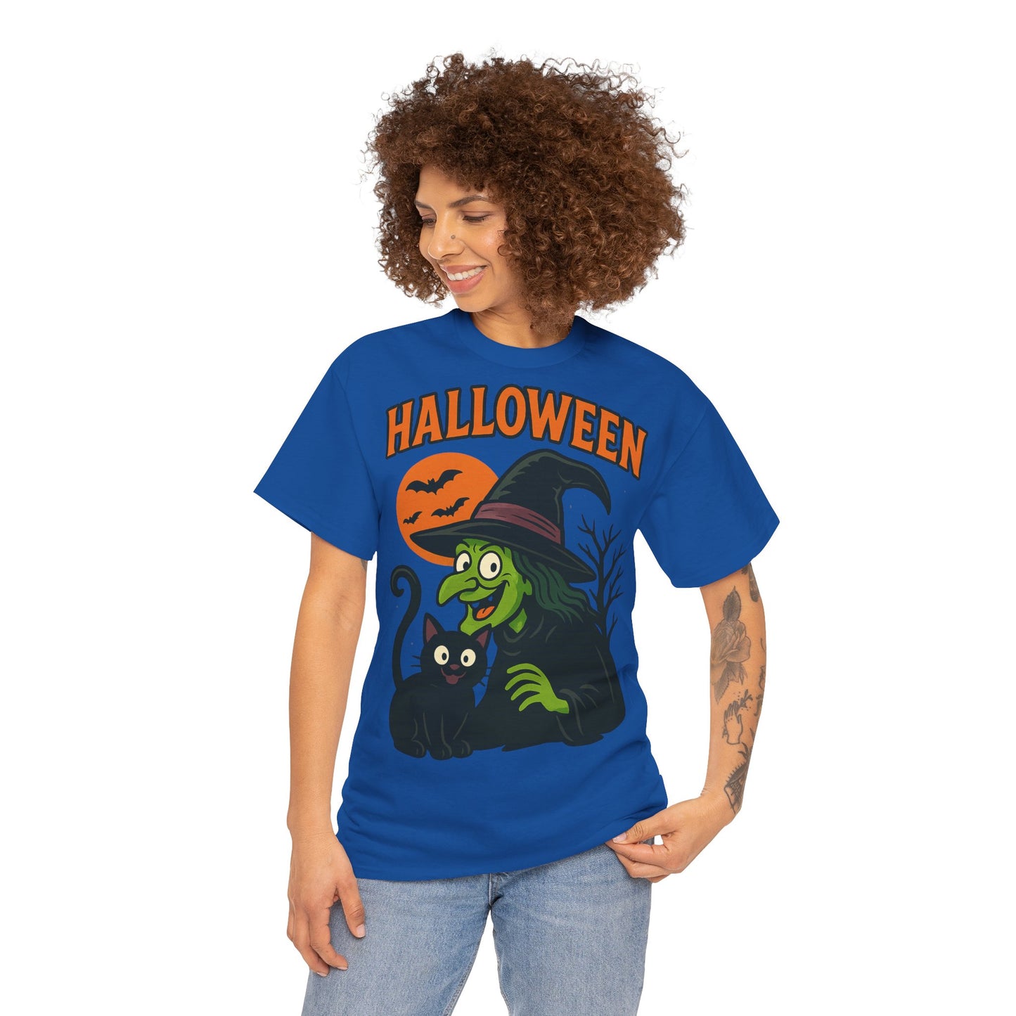 T-Shirt Motiv Halloween Blutmond Katze - MorgenMood