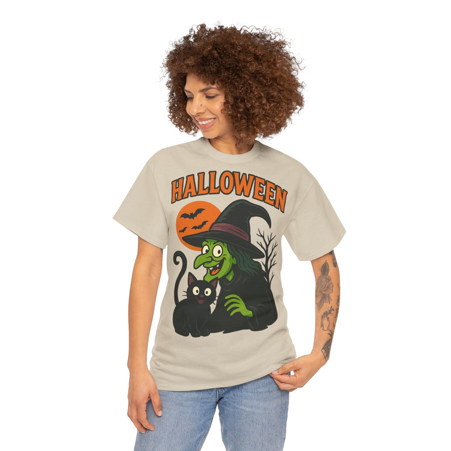 T-Shirt Motiv Halloween Blutmond Katze - MorgenMood