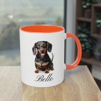 Personalisierte Süße Dackel Tasse mit Wunschnamen | Hunde Motiv | Zweifarbige Tasse