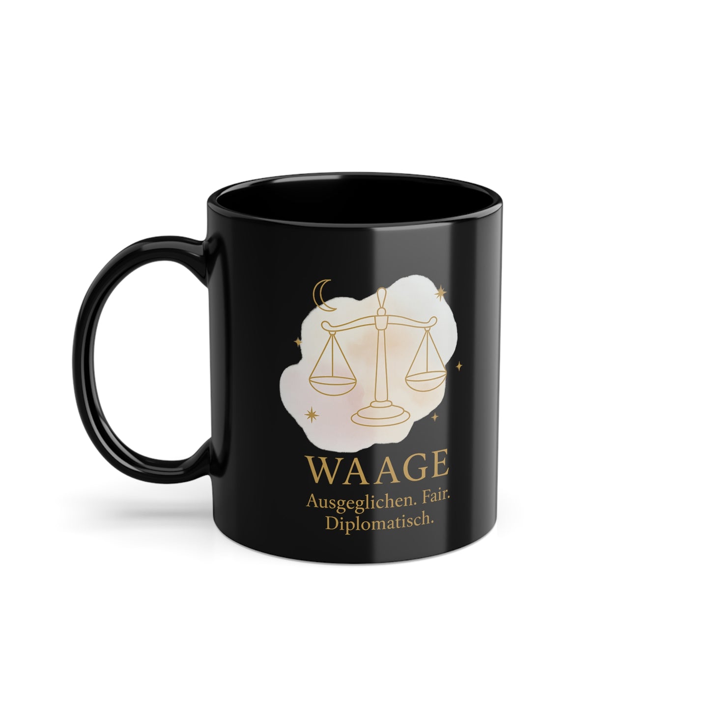 Kaffeetasse Sternzeichen Waage goldfarbenem Schriftzug - MorgenMood