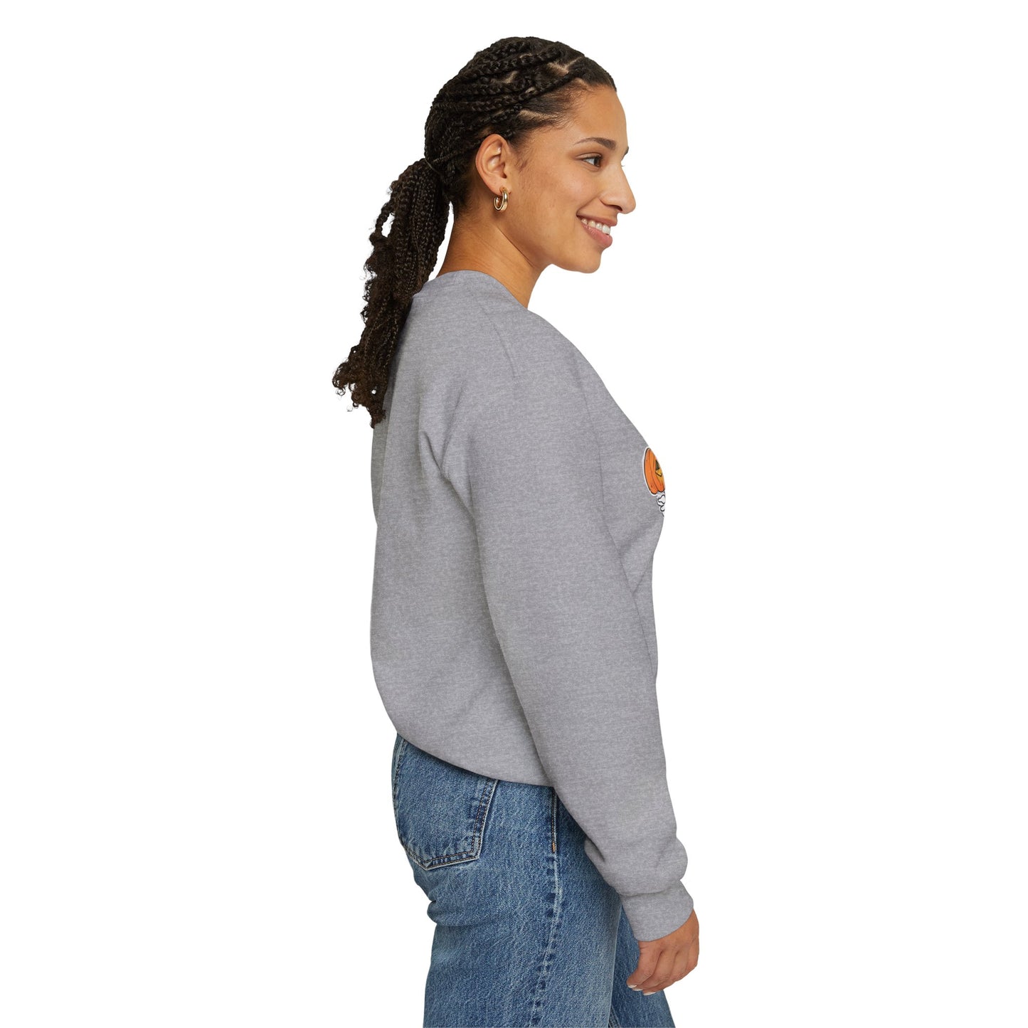 Halloween Sweatshirt mit lustigem Geist mit Hut und Kürbisse