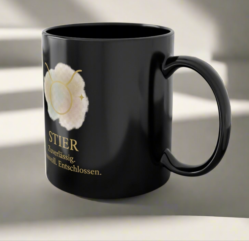 Kaffeetasse Schwarz Sternzeichen Stier - MorgenMood