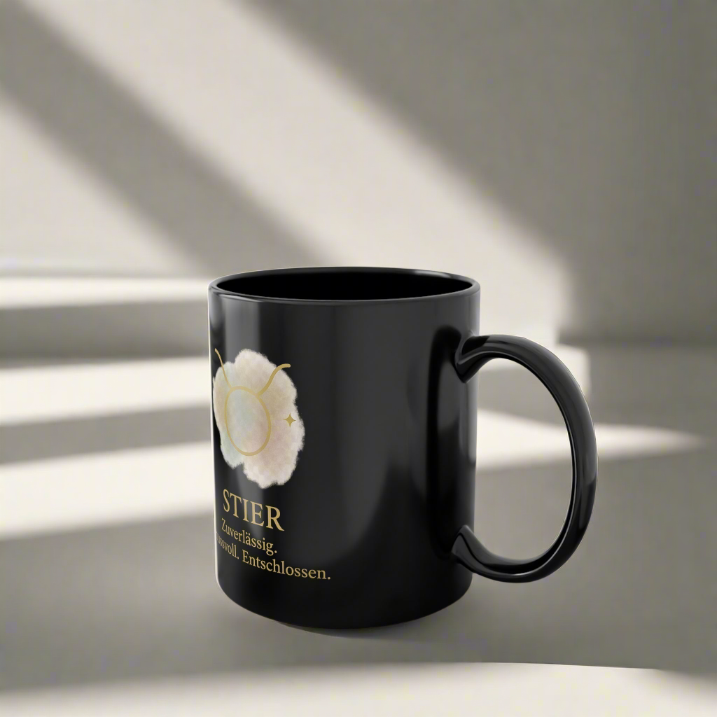 Kaffeetasse Schwarz Sternzeichen Stier - MorgenMood