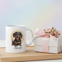 Personalisierte Dackel Tasse – Hunde Motiv | Wunschname Geschenk