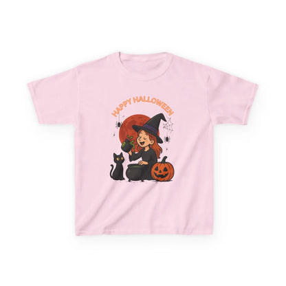 Kinder T-Shirt Motiv Halloween Hexe Katze Kürbis - MorgenMood 