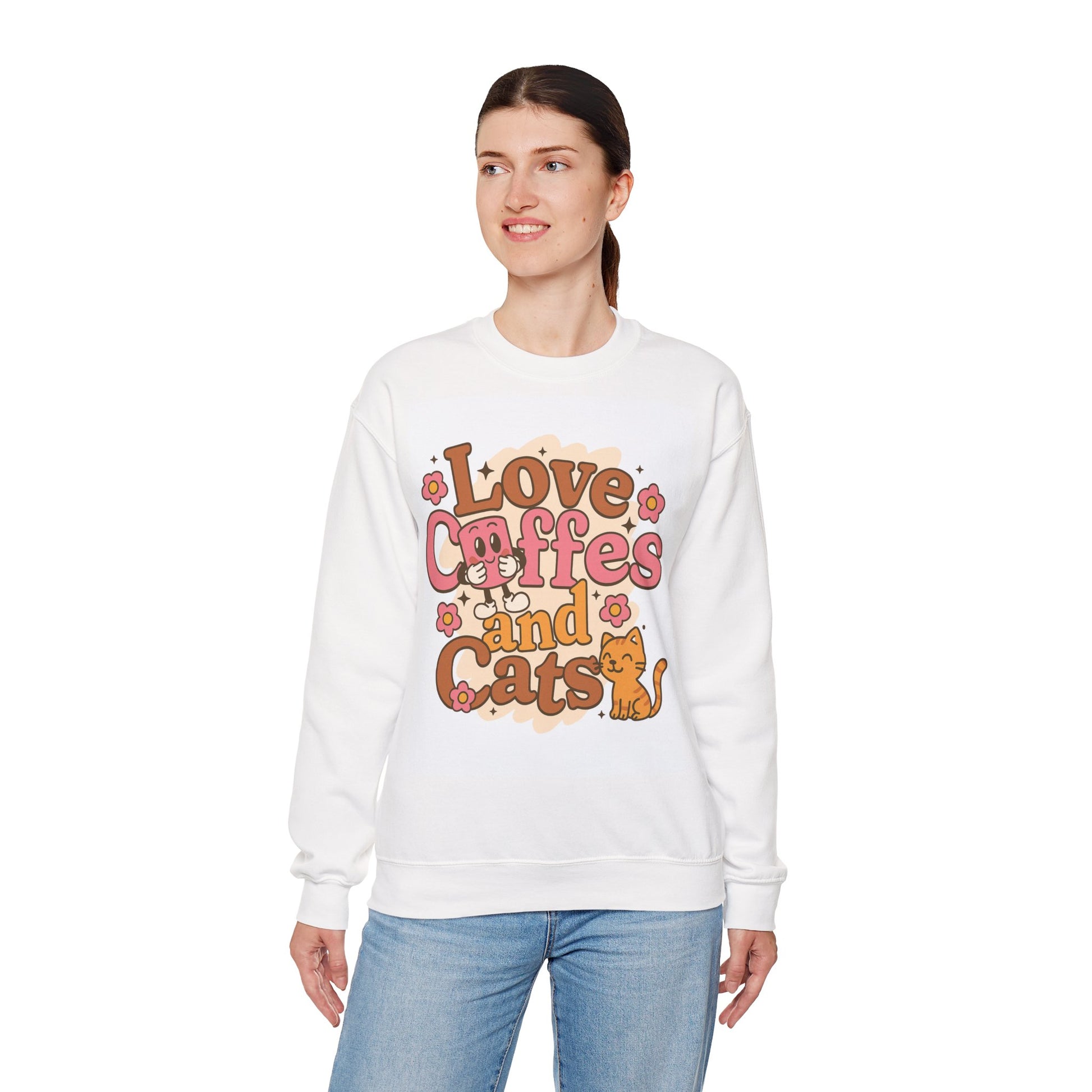 Sweatshirt Comic Style Kaffee und Katze Motiv - Geschenkidee - MorgenMood 