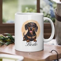 Personalisierte Dackel Tasse – Hunde Motiv | Wunschname Geschenk
