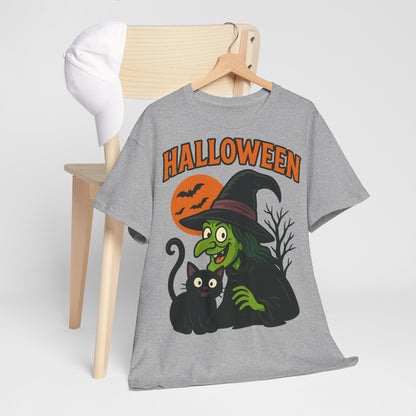 T-Shirt Motiv Halloween Blutmond Katze - MorgenMood 