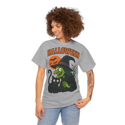 T-Shirt Motiv Halloween Blutmond Katze - MorgenMood 