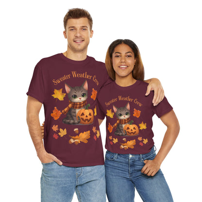 Cozy Fall Cat Shirt – Süßes Herbst T-Shirt für Katzenliebhaberinnen | Morgenmood