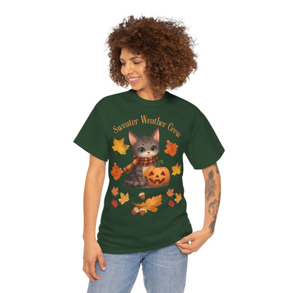 Cozy Fall Cat Shirt – Süßes Herbst T-Shirt für Katzenliebhaberinnen | Morgenmood