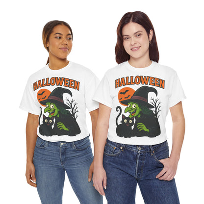 T-Shirt Motiv Halloween Blutmond Katze - MorgenMood 