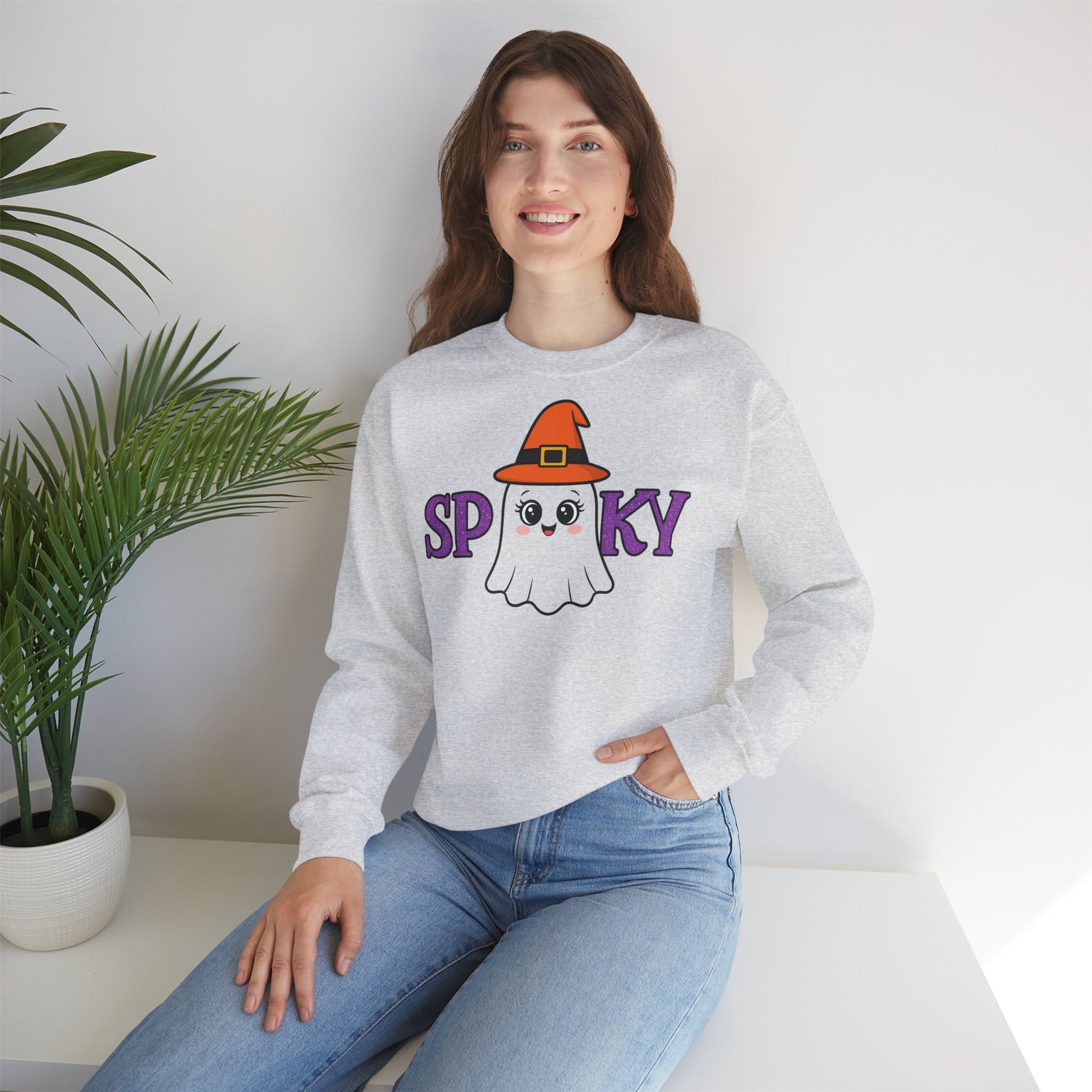 Gruseliges Geister Crewneck Sweatshirt, Halloween Kleidung, Herbstmode, Gemütlicher Pullover, Unisex Kollektion - MorgenMood 