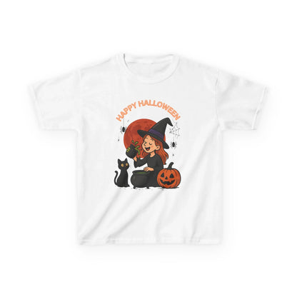 Kinder T-Shirt Motiv Halloween Hexe Katze Kürbis - MorgenMood 