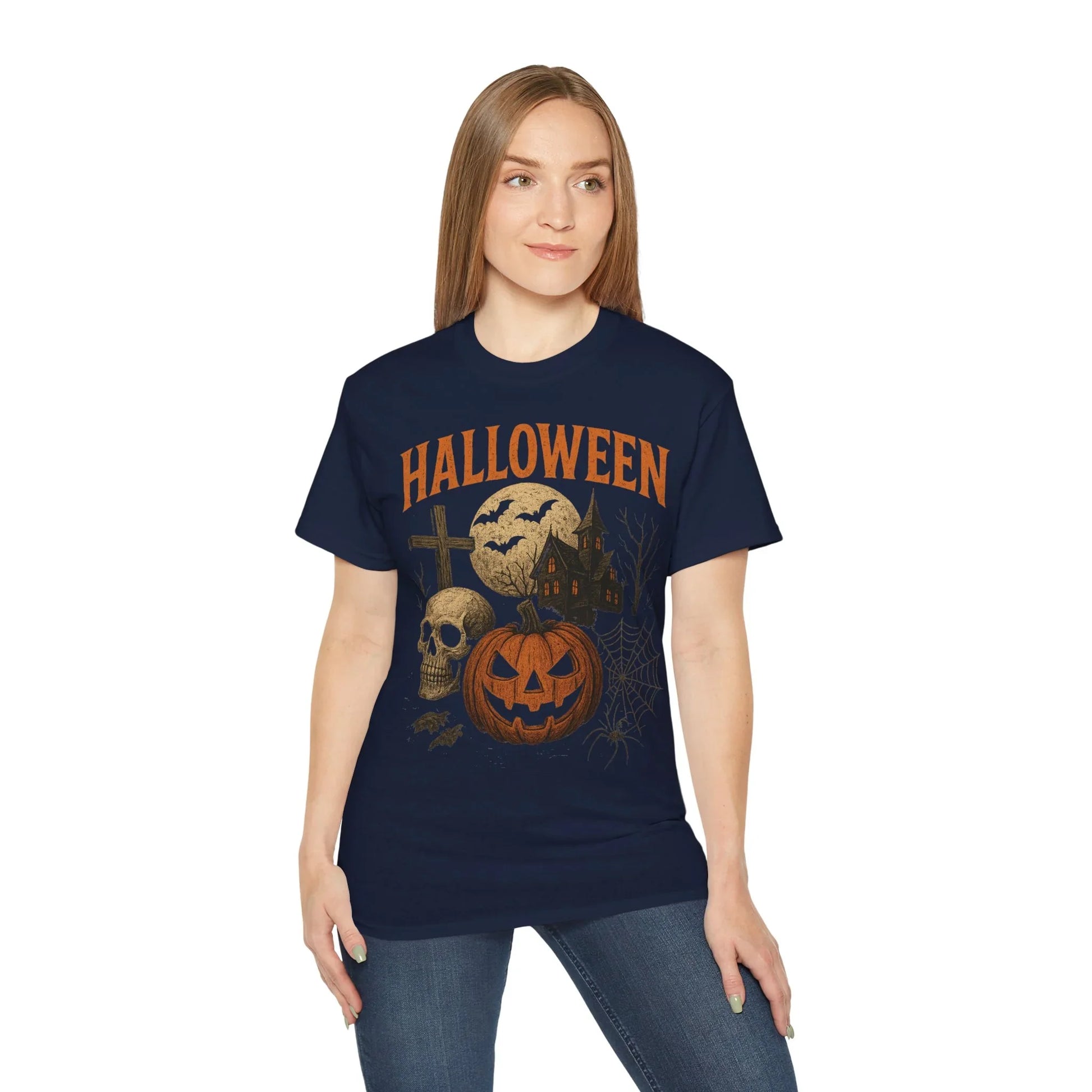 T-Shirt Motiv Halloween Kürbis Totenkopf - MorgenMood 