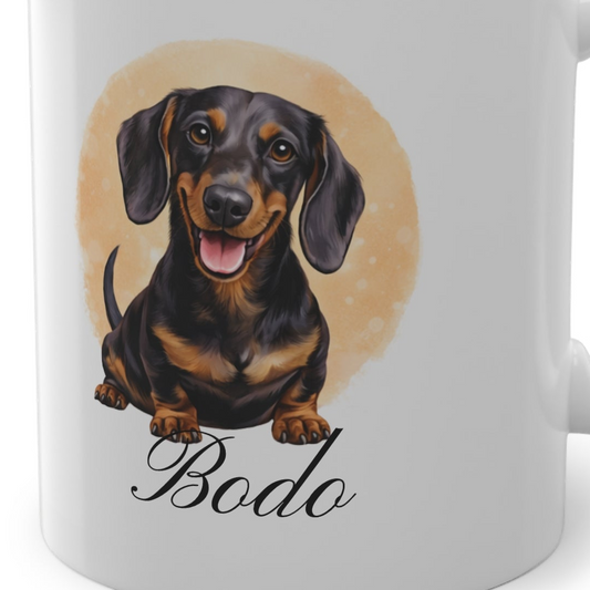 Personalisierte Dackel Tasse – Hunde Motiv | Wunschname Geschenk