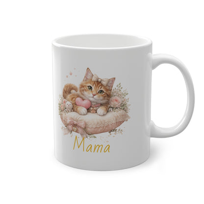 Personalisierte Katzenmama Tasse – Beidseitig Bedruckte Keramiktasse mit Herz-Motiv