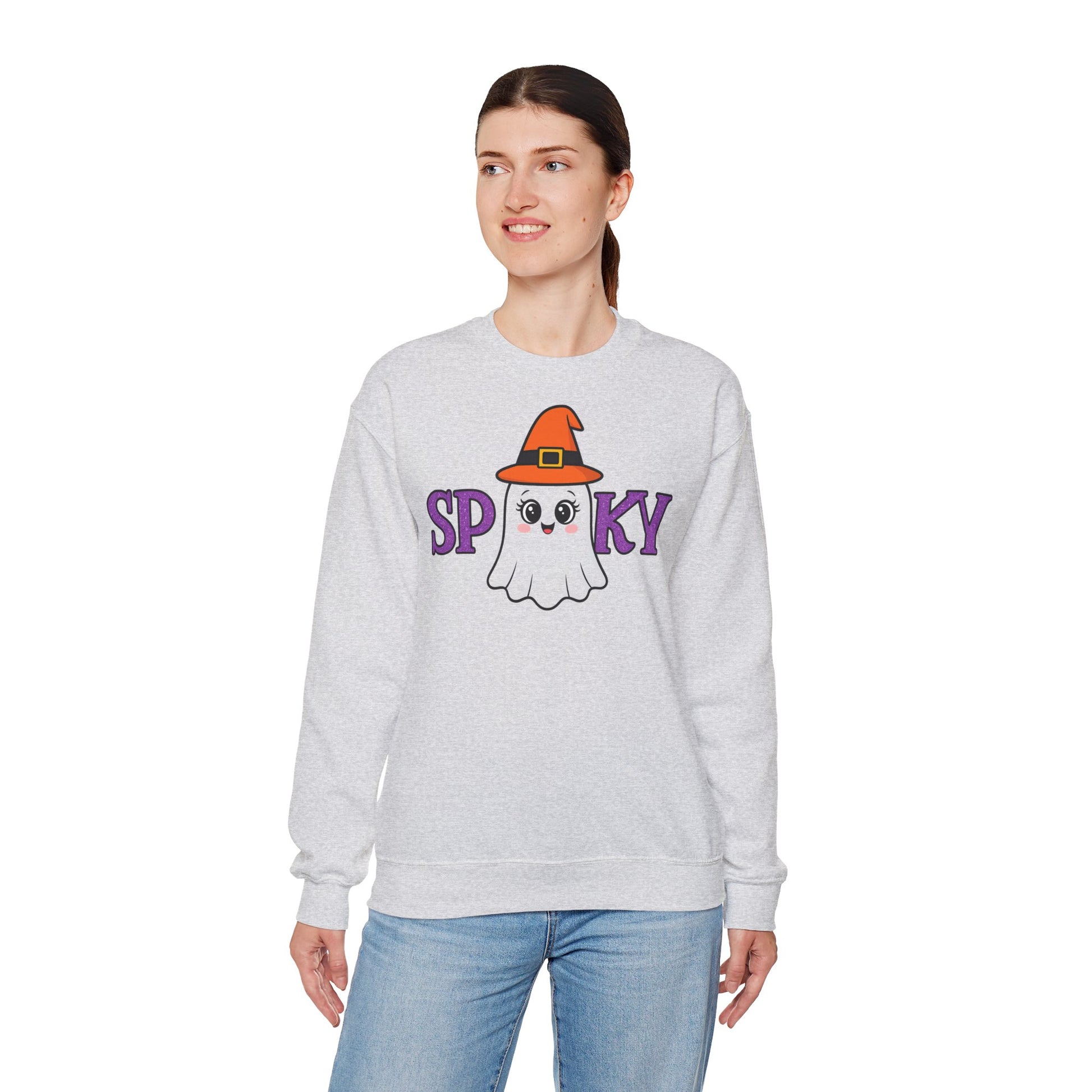 Gruseliges Geister Crewneck Sweatshirt, Halloween Kleidung, Herbstmode, Gemütlicher Pullover, Unisex Kollektion - MorgenMood 