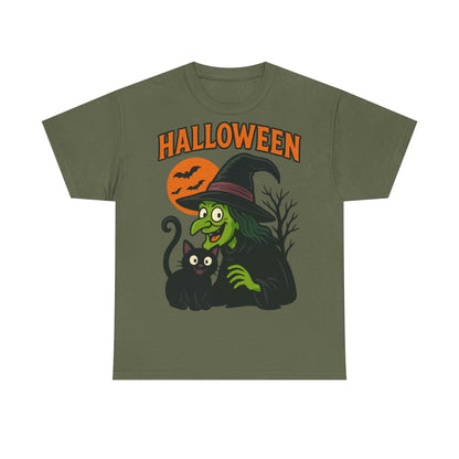 T-Shirt Motiv Halloween Blutmond Katze - MorgenMood 